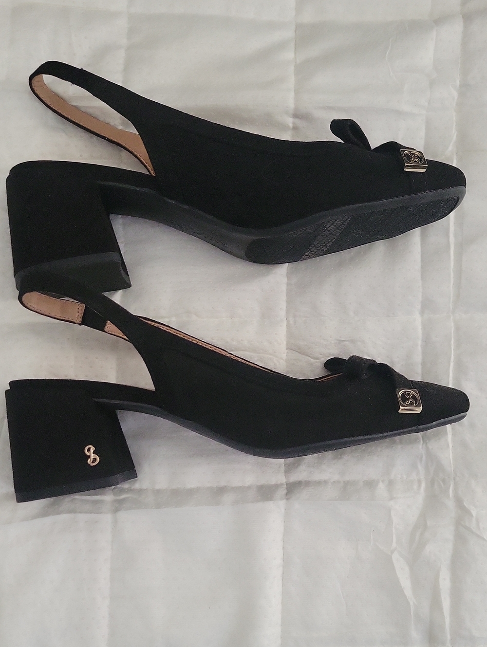 Sam & Libby Black Slingback Bow Block Heels - Picture 4 of 6